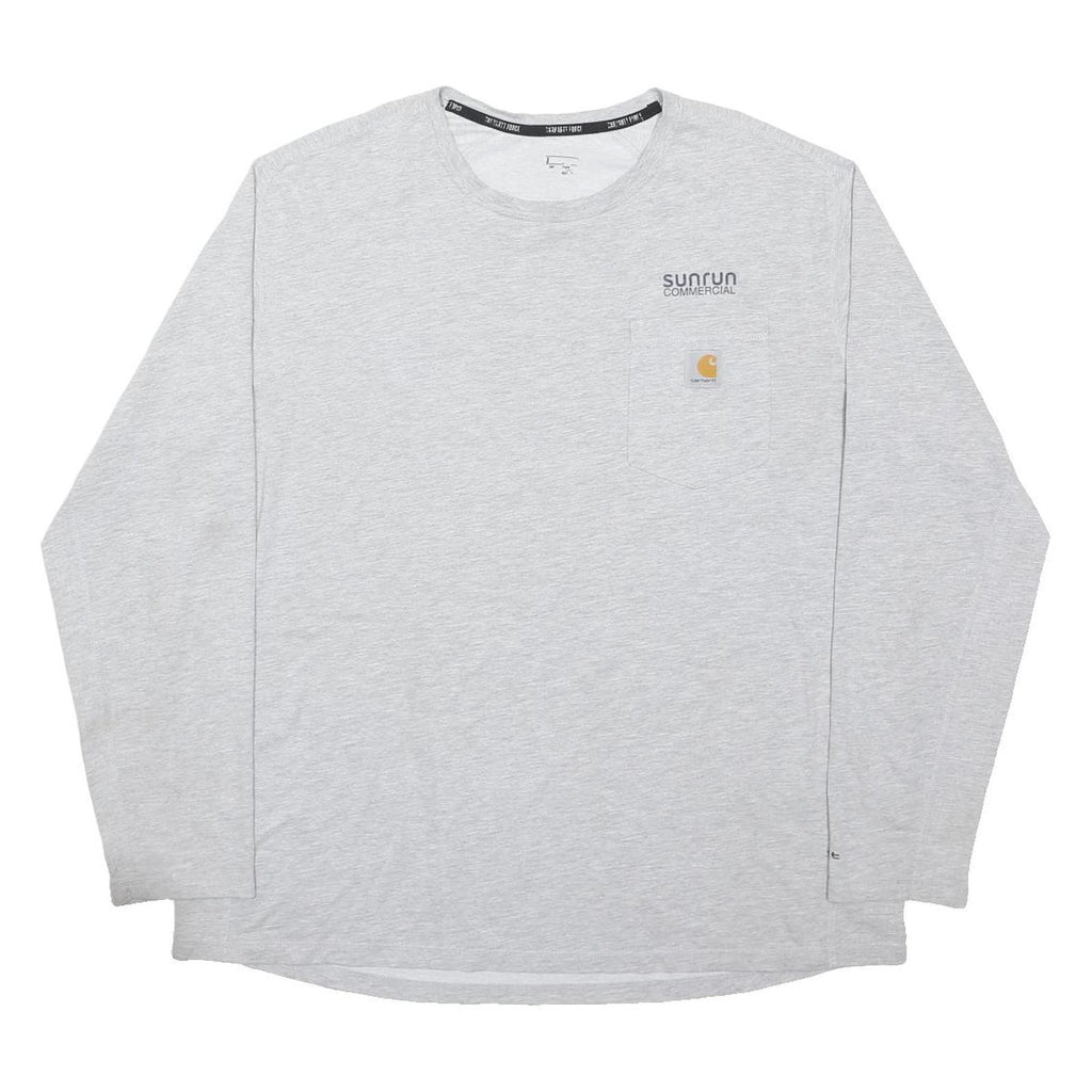 CARHARTT Mens Grey Workwear Graphic T-Shirt XL Long Sleeve Crew Neck Pocket Logo