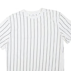 KARL KANI Mens White & Black Stripe T-Shirt M Short Sleeve Crew Neck Cotton