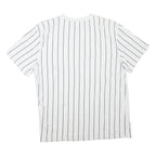 KARL KANI Mens White & Black Stripe T-Shirt M Short Sleeve Crew Neck Cotton