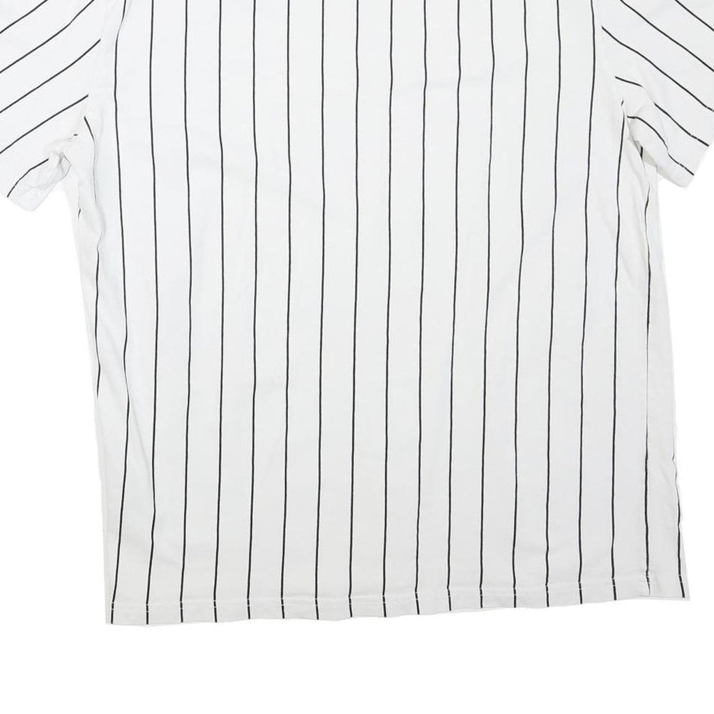 KARL KANI Mens White & Black Stripe T-Shirt M Short Sleeve Crew Neck Cotton