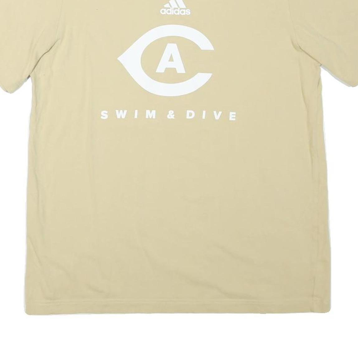 ADIDAS Mens Beige Swim & Dive Graphic T-Shirt M Short Sleeve Crew Neck
