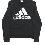 ADIDAS Womens Black Hoodie XS Cotton Blend Pullover Logo Sweatshirt