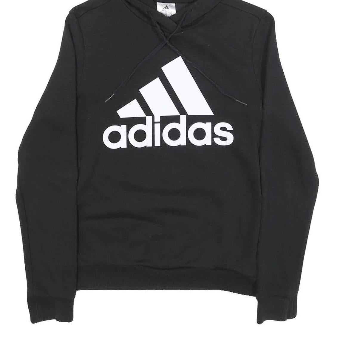 ADIDAS Womens Black Hoodie XS Cotton Blend Pullover Logo Sweatshirt