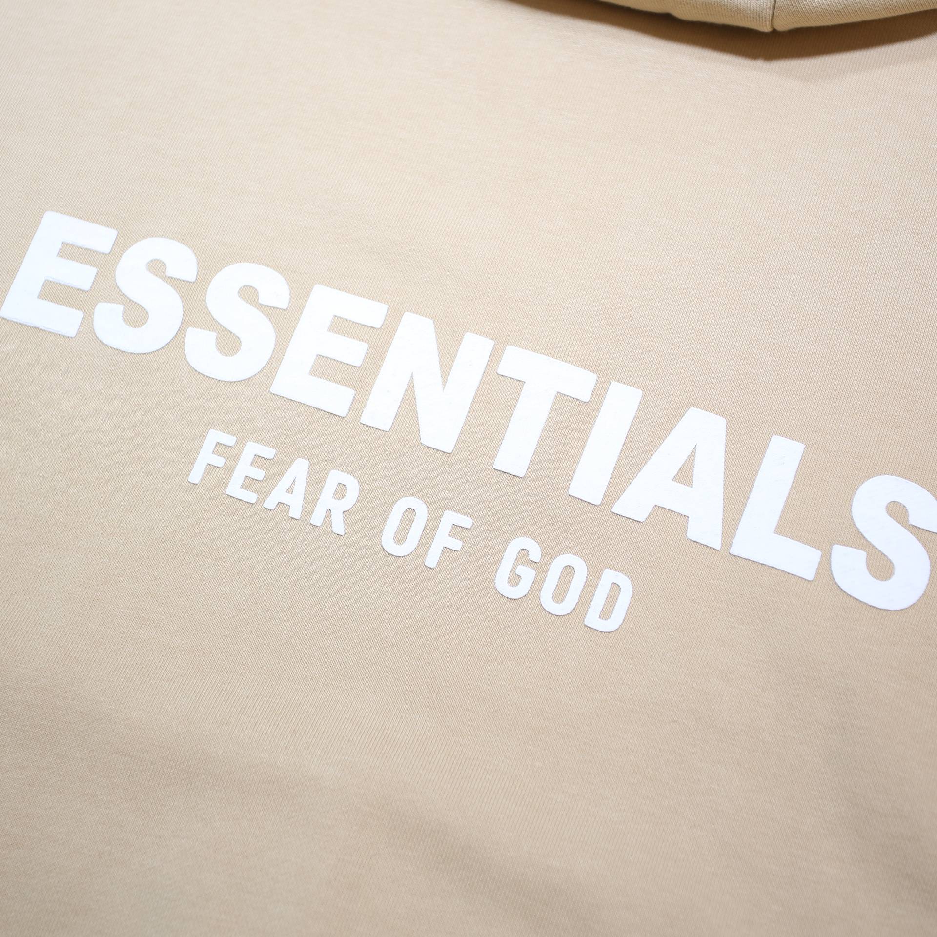 FEAR OF GOD ESSENTIALS Womens Beige Hoodie M Cotton Blend Casual Pullover