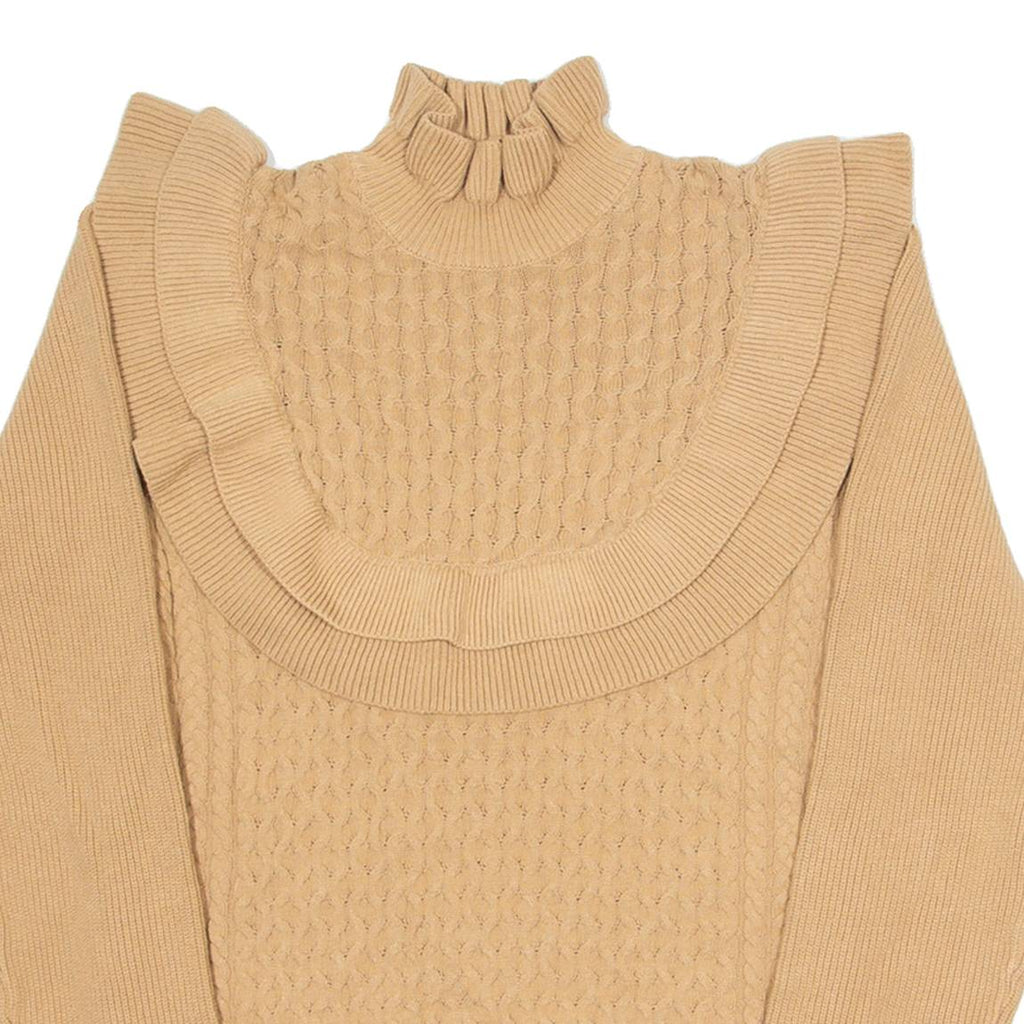 VICOLO Womens Jumper Brown High Neck Cable Knit Viscose S