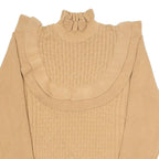 VICOLO Womens Jumper Brown High Neck Cable Knit Viscose S