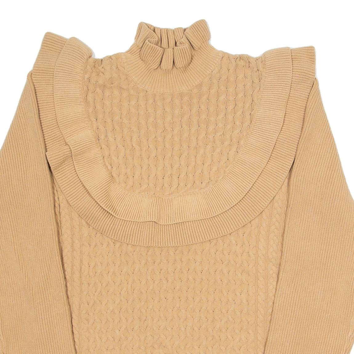 VICOLO Womens Jumper Brown High Neck Cable Knit Viscose S