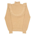VICOLO Womens Jumper Brown High Neck Cable Knit Viscose S