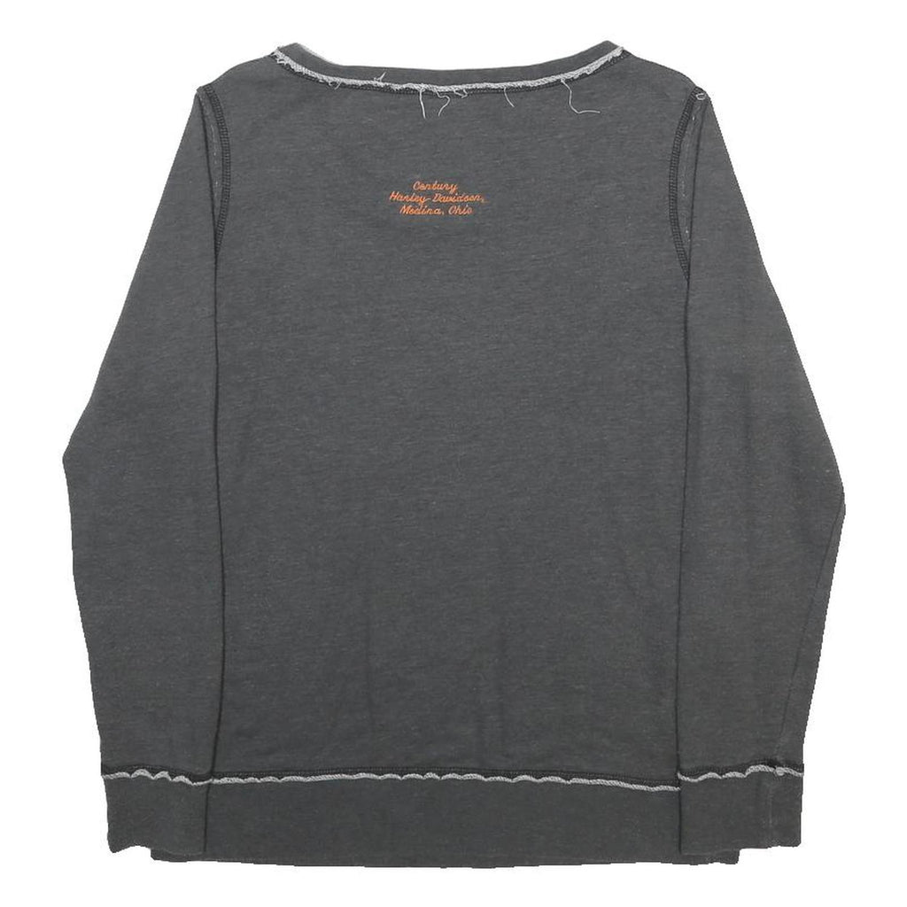 HARLEY DAVIDSON Womens Grey Crew Neck Sweatshirt M Cotton Blend Pullover