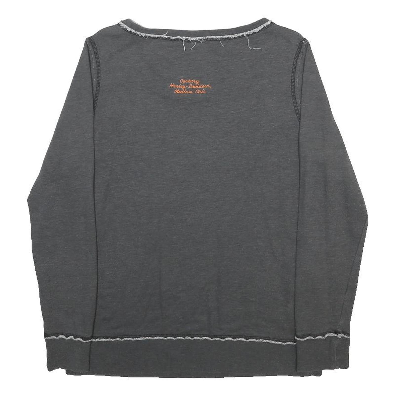 HARLEY DAVIDSON Womens Grey Crew Neck Sweatshirt M Cotton Blend Pullover