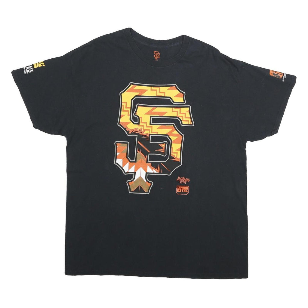 Mens Black Graphic T-Shirt XL Short Sleeve Crew Neck Urban Aztec Style
