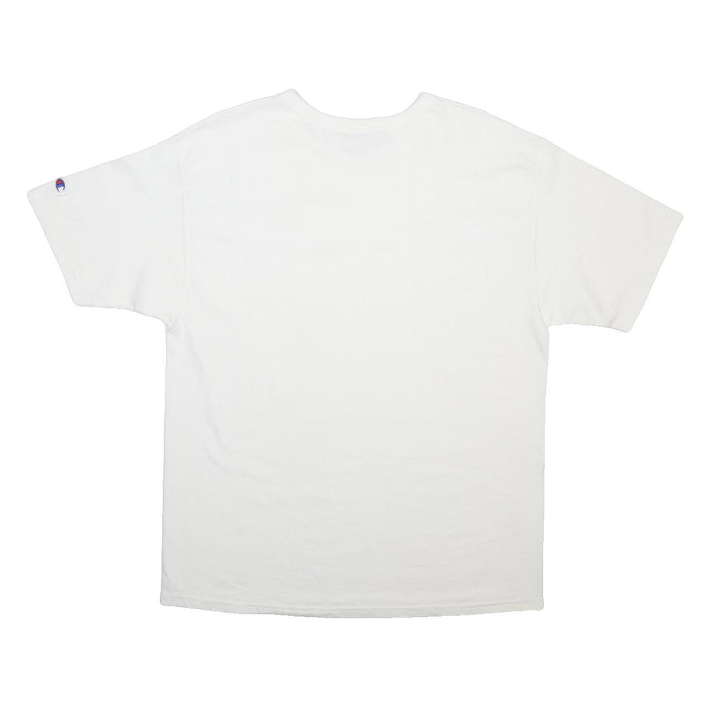 CHAMPION Mens White Plain T-Shirt L Short Sleeve Crew Neck Cotton Blend Casual