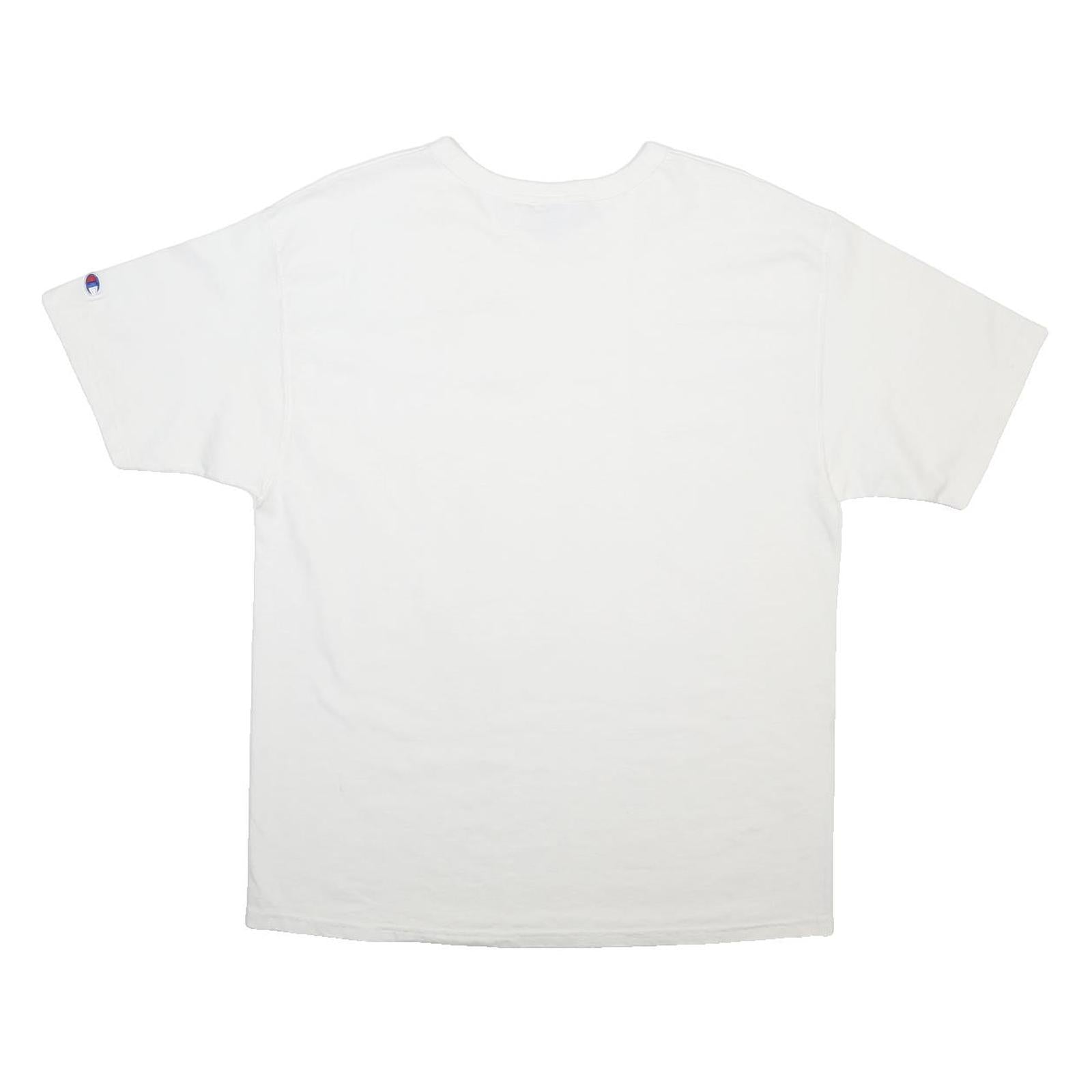 CHAMPION Mens White Plain T-Shirt L Short Sleeve Crew Neck Cotton Blend Casual