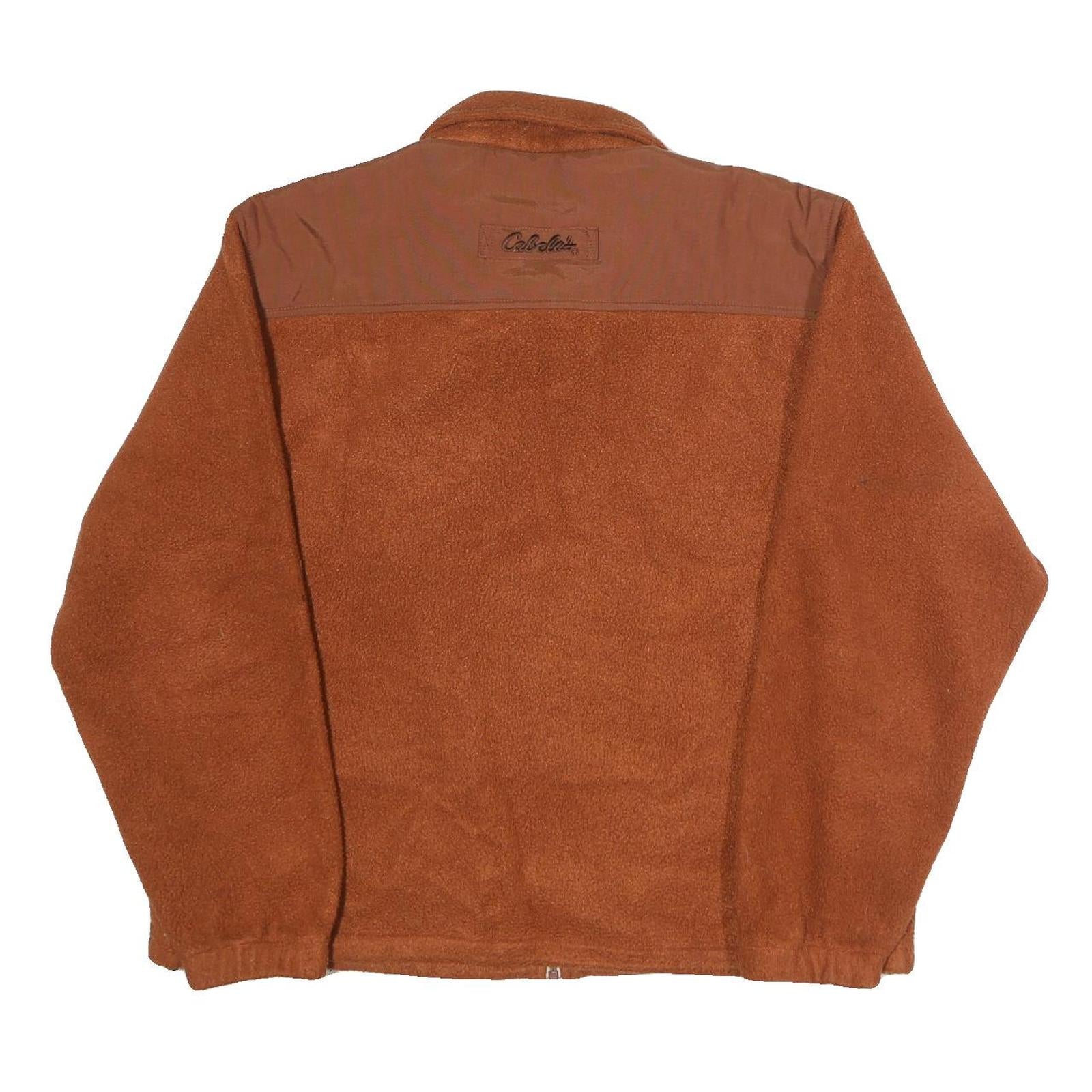 CABELA'S Mens Brown Zip Jacket L Polyester Fleece Casual Outdoor Warm