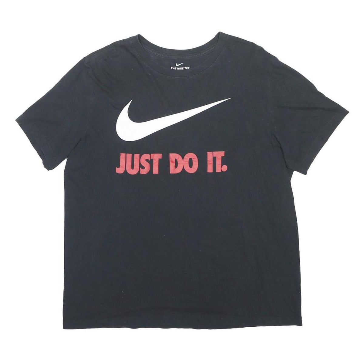 NIKE Mens Black Just Do It T-Shirt L Short Sleeve Crew Neck Sportswear Cotton