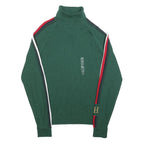 TOMMY HILFIGER Mens Green Patterned Jumper Roll Neck Chunky Knit Size S H T