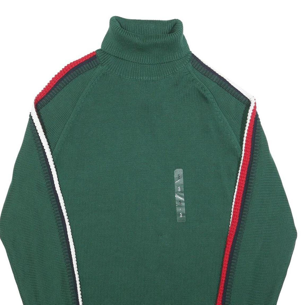 TOMMY HILFIGER Mens Green Patterned Jumper Roll Neck Chunky Knit Size S H T