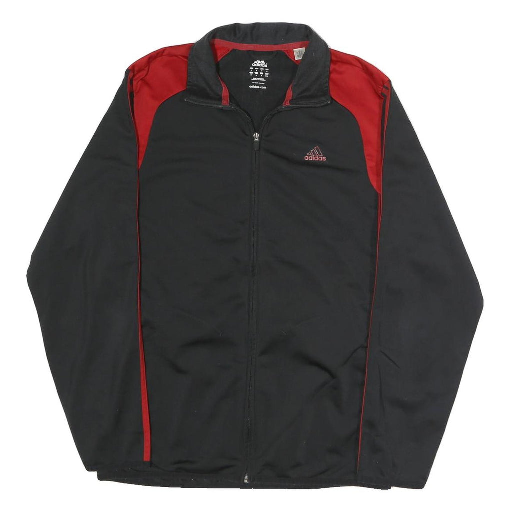 ADIDAS Mens Black & Red Track Jacket M Polyester Blend Zip Casual Sportswear