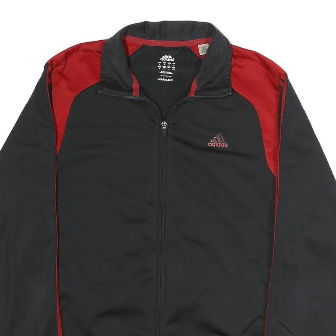 ADIDAS Mens Black & Red Track Jacket M Polyester Blend Zip Casual Sportswear