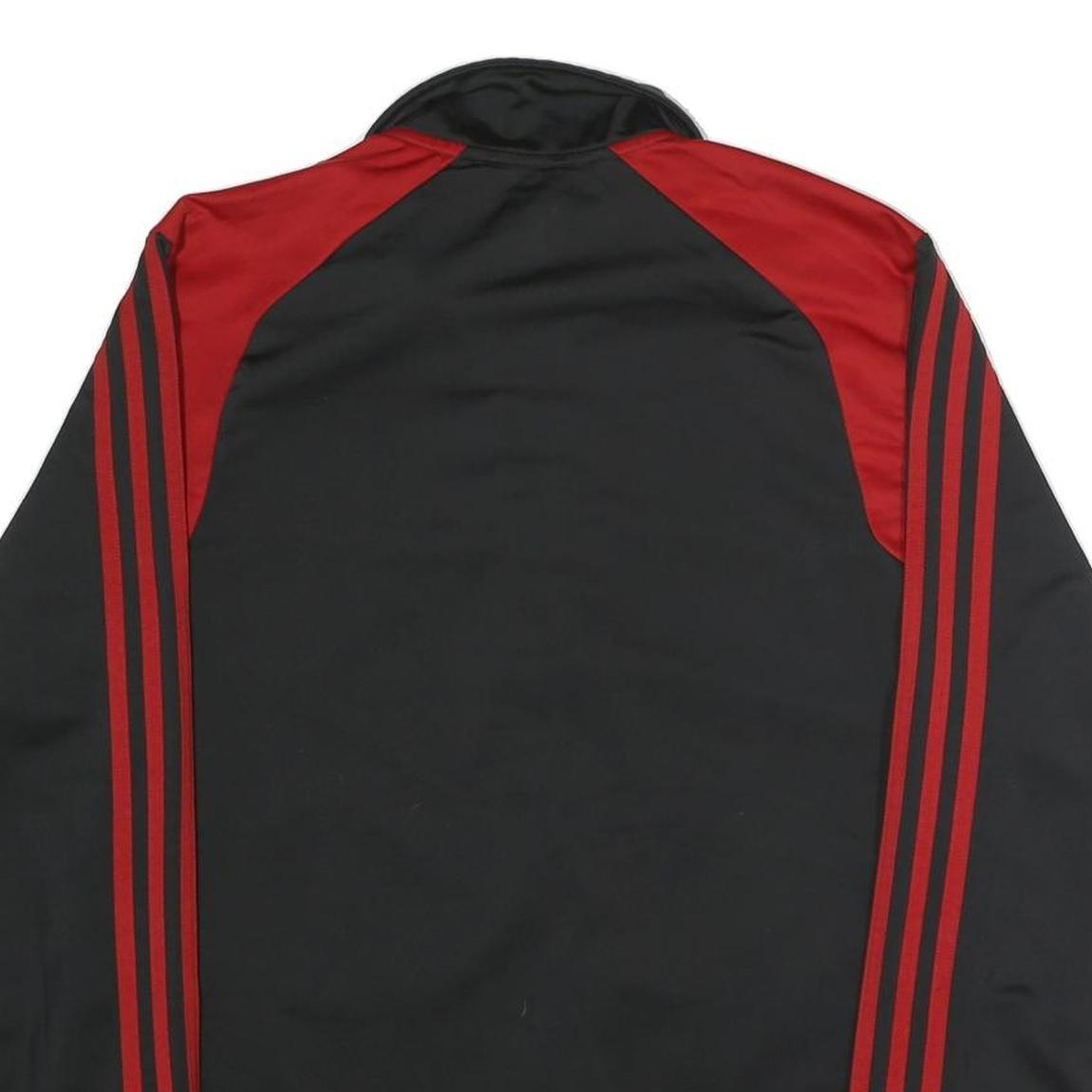 ADIDAS Mens Black & Red Track Jacket M Polyester Blend Zip Casual Sportswear