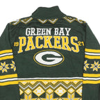 NFL Mens Green & Yellow Patterned Full Zip Jumper Crew Knit M Green Bay Packers