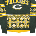 NFL Mens Green & Yellow Patterned Full Zip Jumper Crew Knit M Green Bay Packers