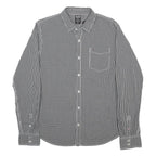 HILFIGER DENIM Mens Black & White Check Shirt L Cotton Long Sleeve Casual