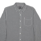 HILFIGER DENIM Mens Black & White Check Shirt L Cotton Long Sleeve Casual