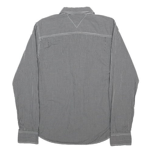 HILFIGER DENIM Mens Black & White Check Shirt L Cotton Long Sleeve Casual