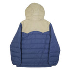 LEVI'S Mens Blue & Beige Puffer Jacket M Polyester Quilted Outdoor Zip Hooded