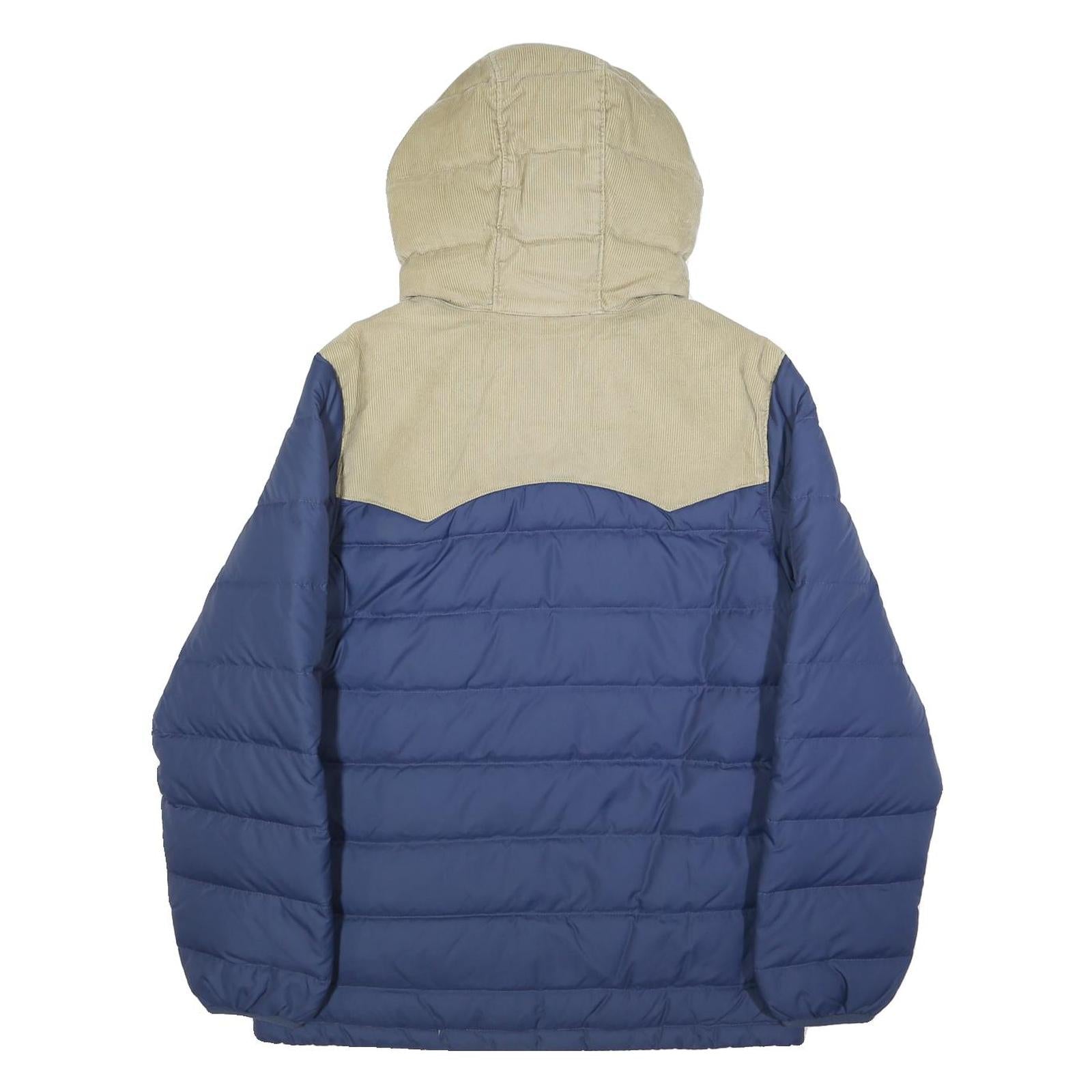 LEVI'S Mens Blue & Beige Puffer Jacket M Polyester Quilted Outdoor Zip Hooded