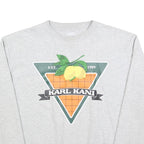 KARL KANI Womens Grey Sweatshirt Crew Neck M Printed Logo Pullover Cotton Blend