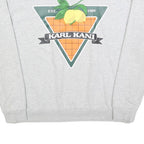 KARL KANI Womens Grey Sweatshirt Crew Neck M Printed Logo Pullover Cotton Blend