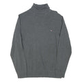 TOMMY HILFIGER Mens Grey Plain Pullover Roll Neck Basic Knit M Cotton Blend