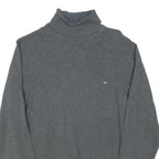 TOMMY HILFIGER Mens Grey Plain Pullover Roll Neck Basic Knit M Cotton Blend