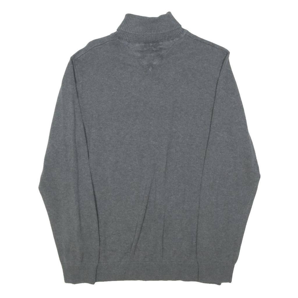 TOMMY HILFIGER Mens Grey Plain Pullover Roll Neck Basic Knit M Cotton Blend