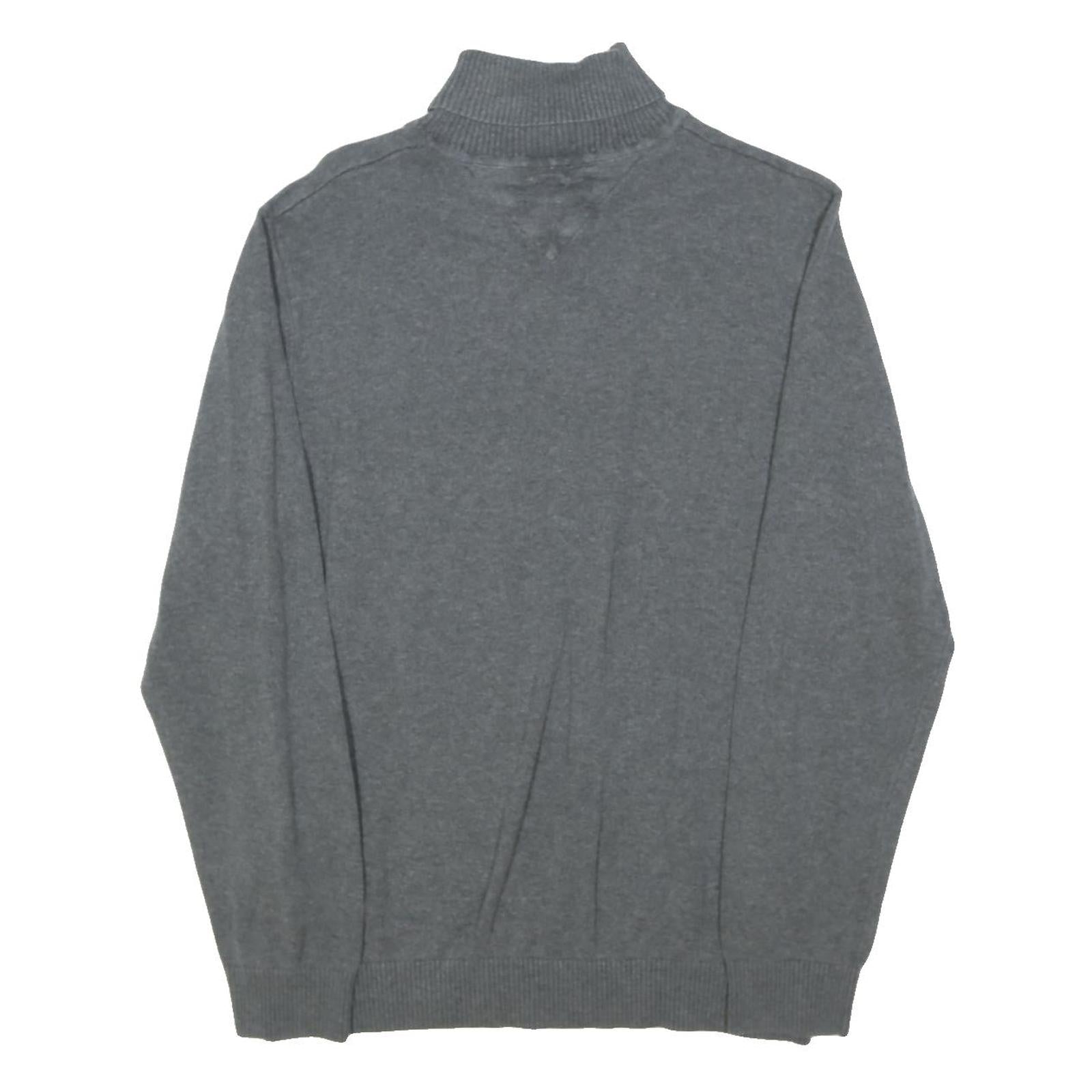 TOMMY HILFIGER Mens Grey Plain Pullover Roll Neck Basic Knit M Cotton Blend