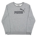 PUMA Mens Grey Crew Neck S Cotton Blend Sweatshirt Logo Print Casual