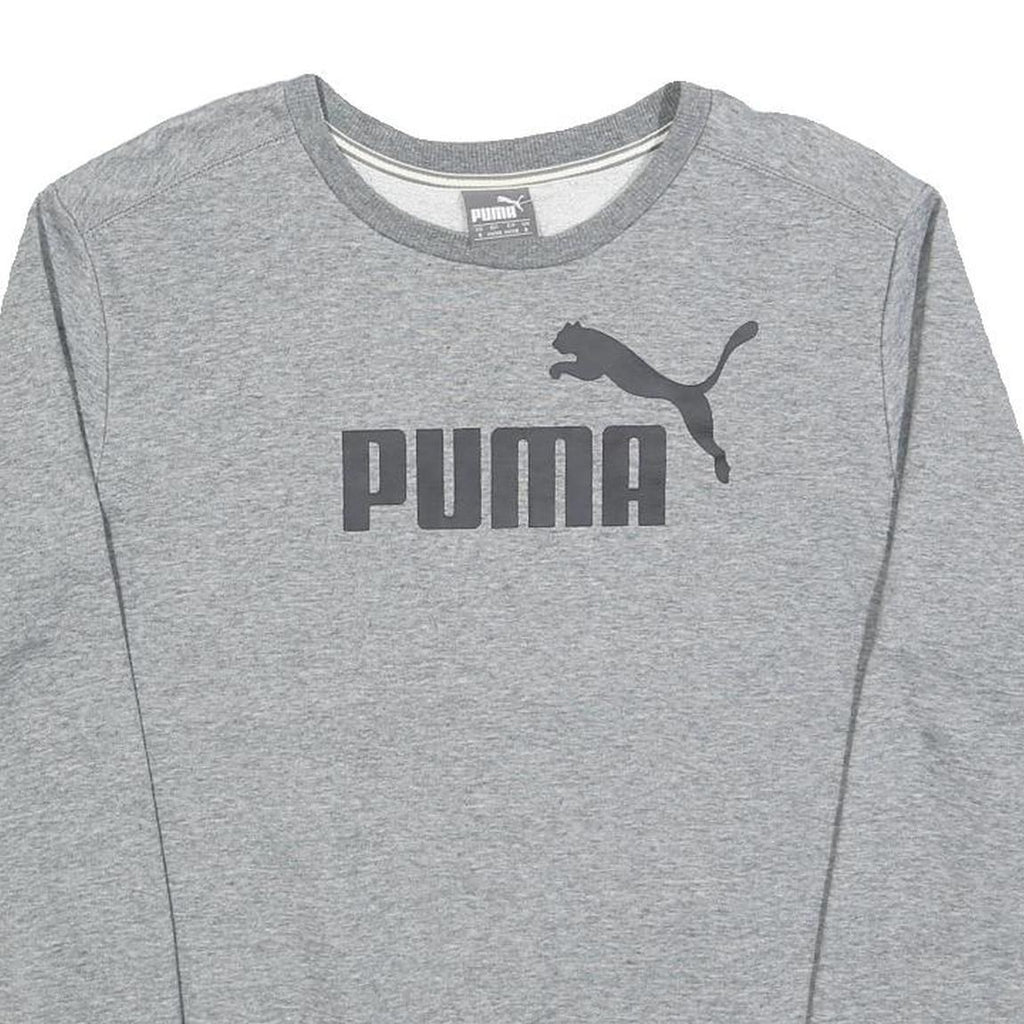 PUMA Mens Grey Crew Neck S Cotton Blend Sweatshirt Logo Print Casual