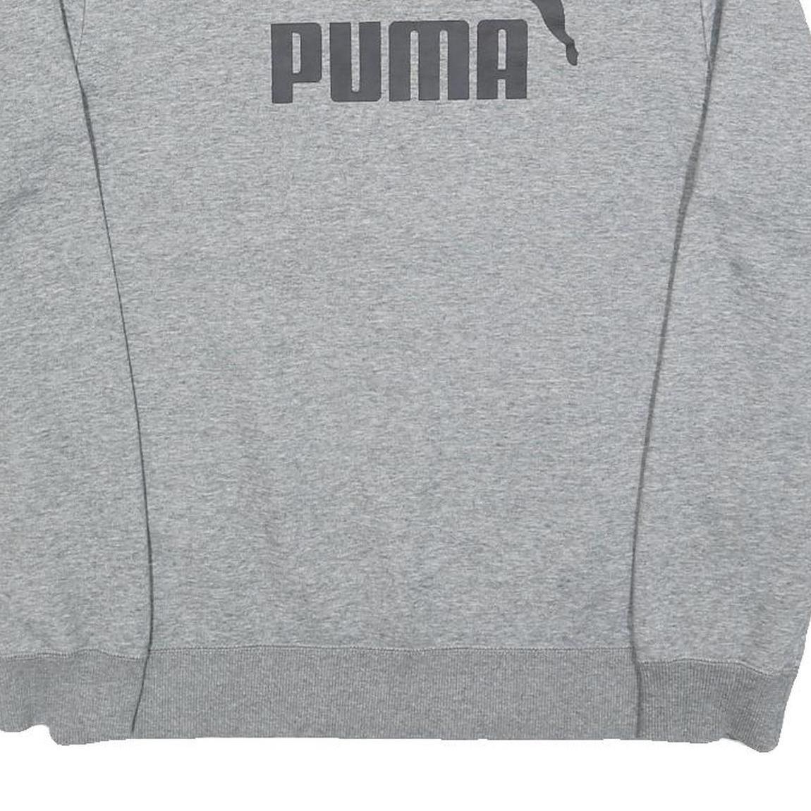 PUMA Mens Grey Crew Neck S Cotton Blend Sweatshirt Logo Print Casual