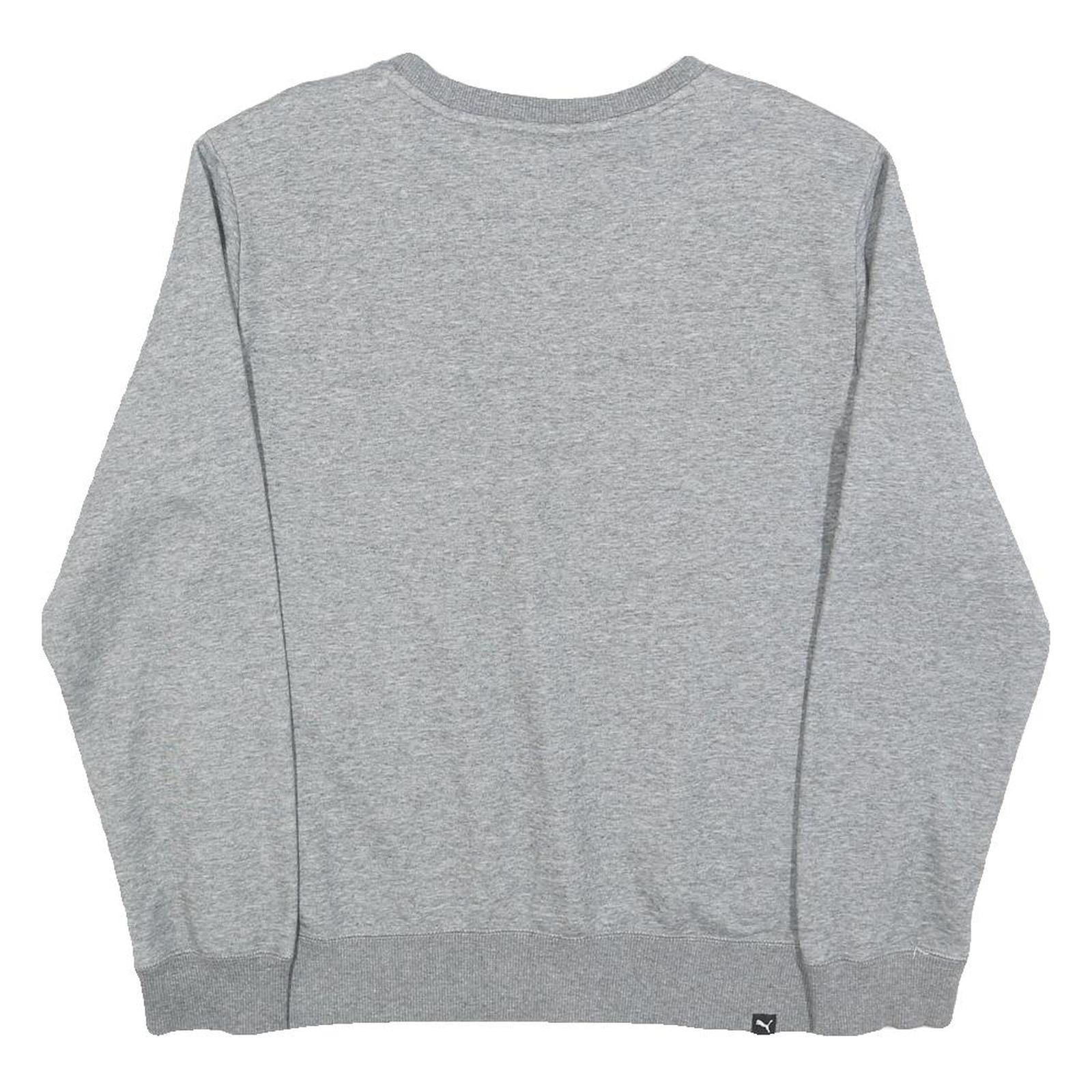 PUMA Mens Grey Crew Neck S Cotton Blend Sweatshirt Logo Print Casual