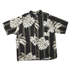 PURITAN Mens Black Beige Tropical Print Cotton Blend Shirt XL Short Sleeve