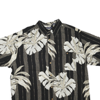 PURITAN Mens Black Beige Tropical Print Cotton Blend Shirt XL Short Sleeve