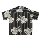 PURITAN Mens Black Beige Tropical Print Cotton Blend Shirt XL Short Sleeve