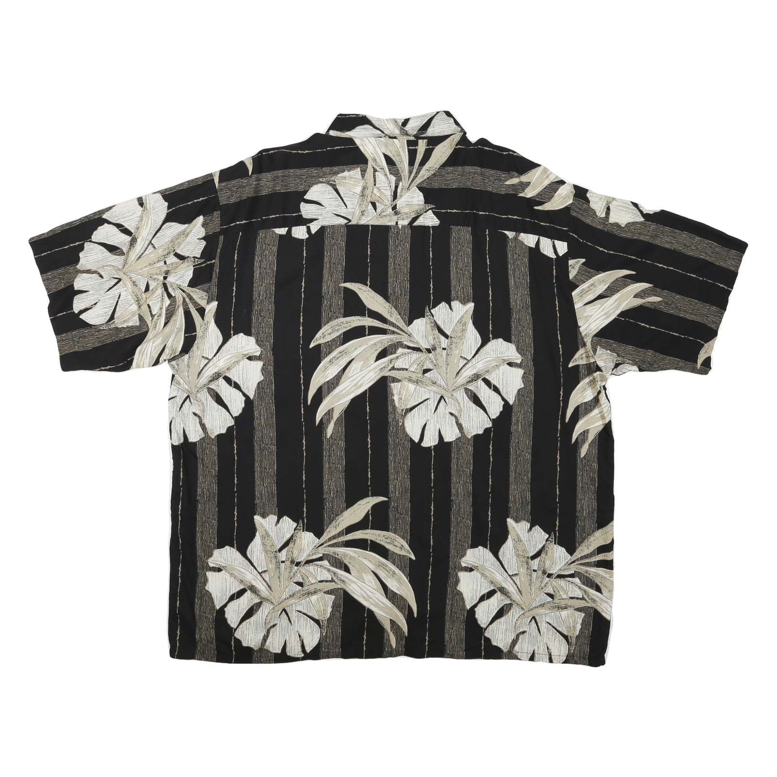 PURITAN Mens Black Beige Tropical Print Cotton Blend Shirt XL Short Sleeve
