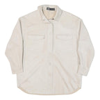 ZARA Womens Cream Button Jacket XS Polyester Blend Plain Minimalist Casual