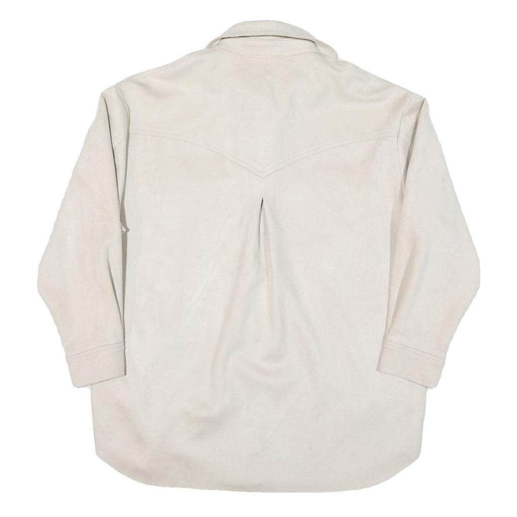 ZARA Womens Cream Button Jacket XS Polyester Blend Plain Minimalist Casual