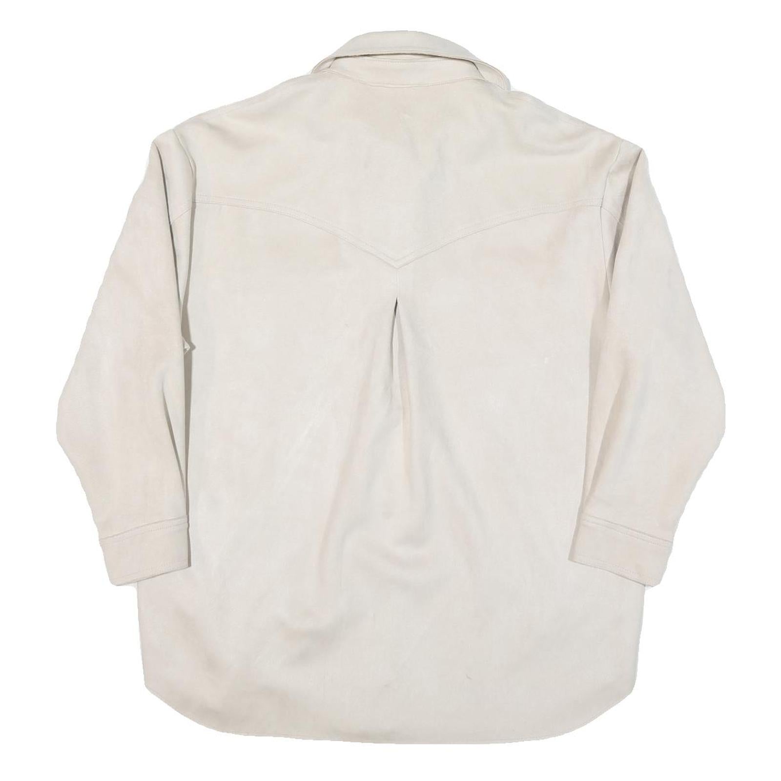 ZARA Womens Cream Button Jacket XS Polyester Blend Plain Minimalist Casual