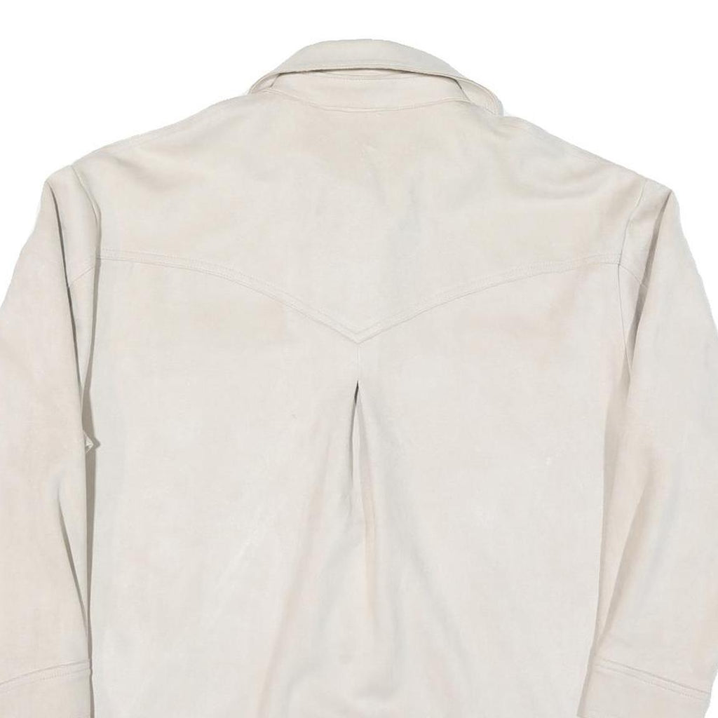 ZARA Womens Cream Button Jacket XS Polyester Blend Plain Minimalist Casual