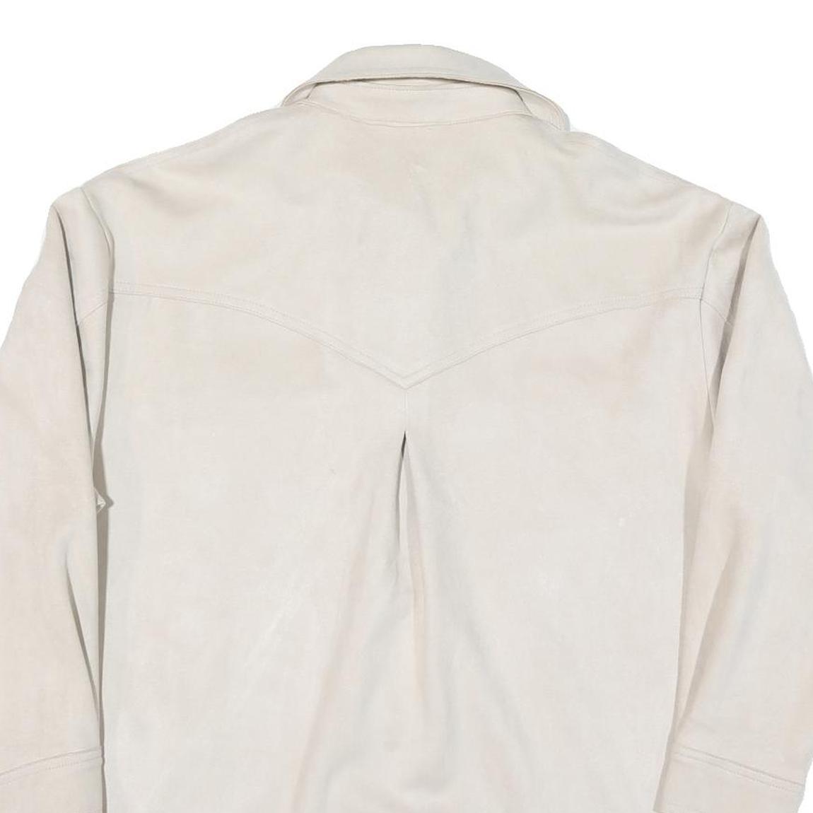 ZARA Womens Cream Button Jacket XS Polyester Blend Plain Minimalist Casual